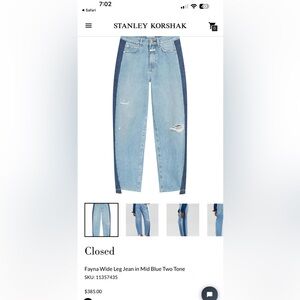 NWT CLOSED Fyne Wide leg jeans size 27